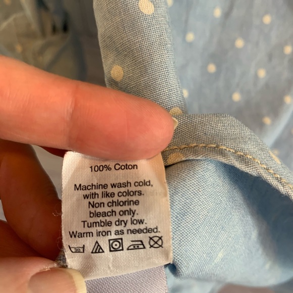 Madewell Light Chambray Polka Dot Shirt Size M GUC - Picture 7 of 8